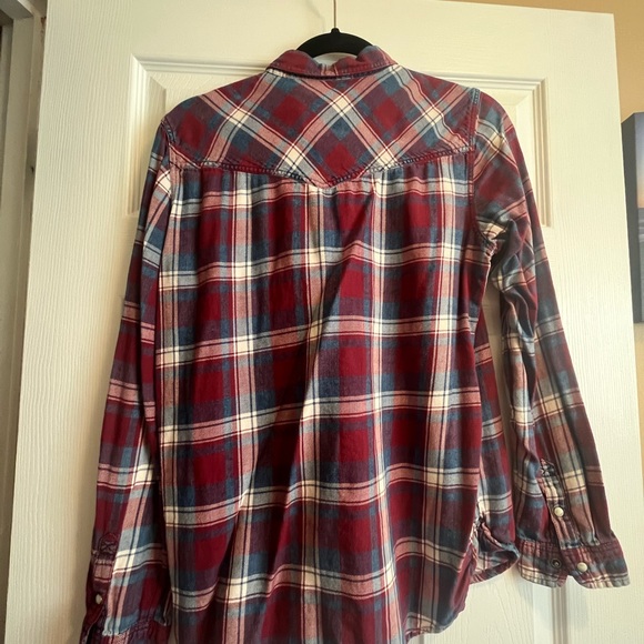 American Eagle Boyfriend Plaid Button Down Shirt Medium - Picture 2 of 4